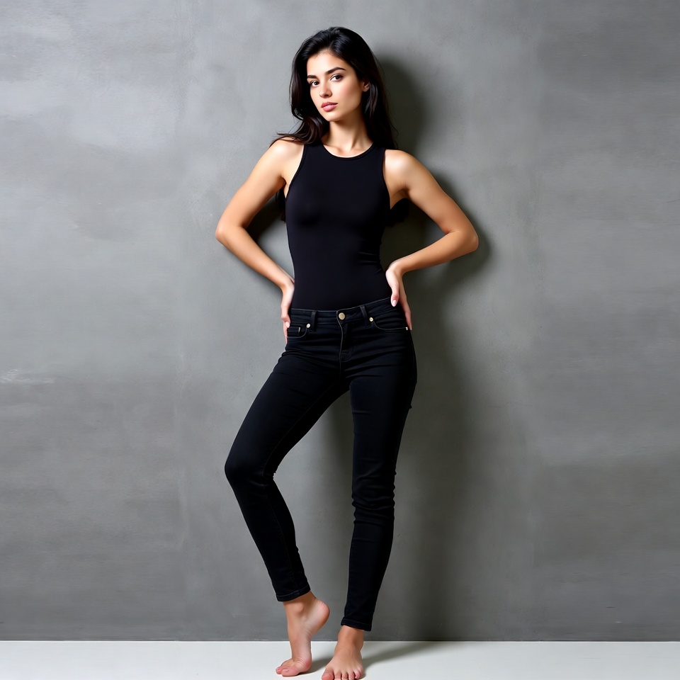 Brunette woman posing in black outfit Brunette woman posing in black outfit