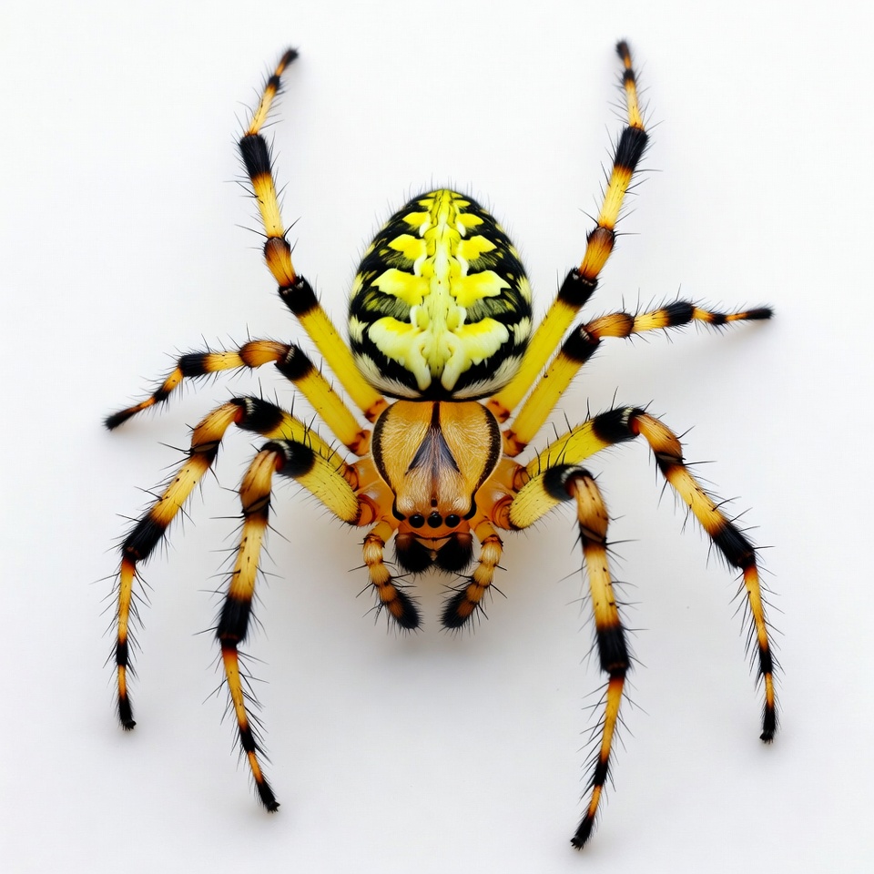 Yellow Garden Spider on White Background Yellow Garden Spider on White Background