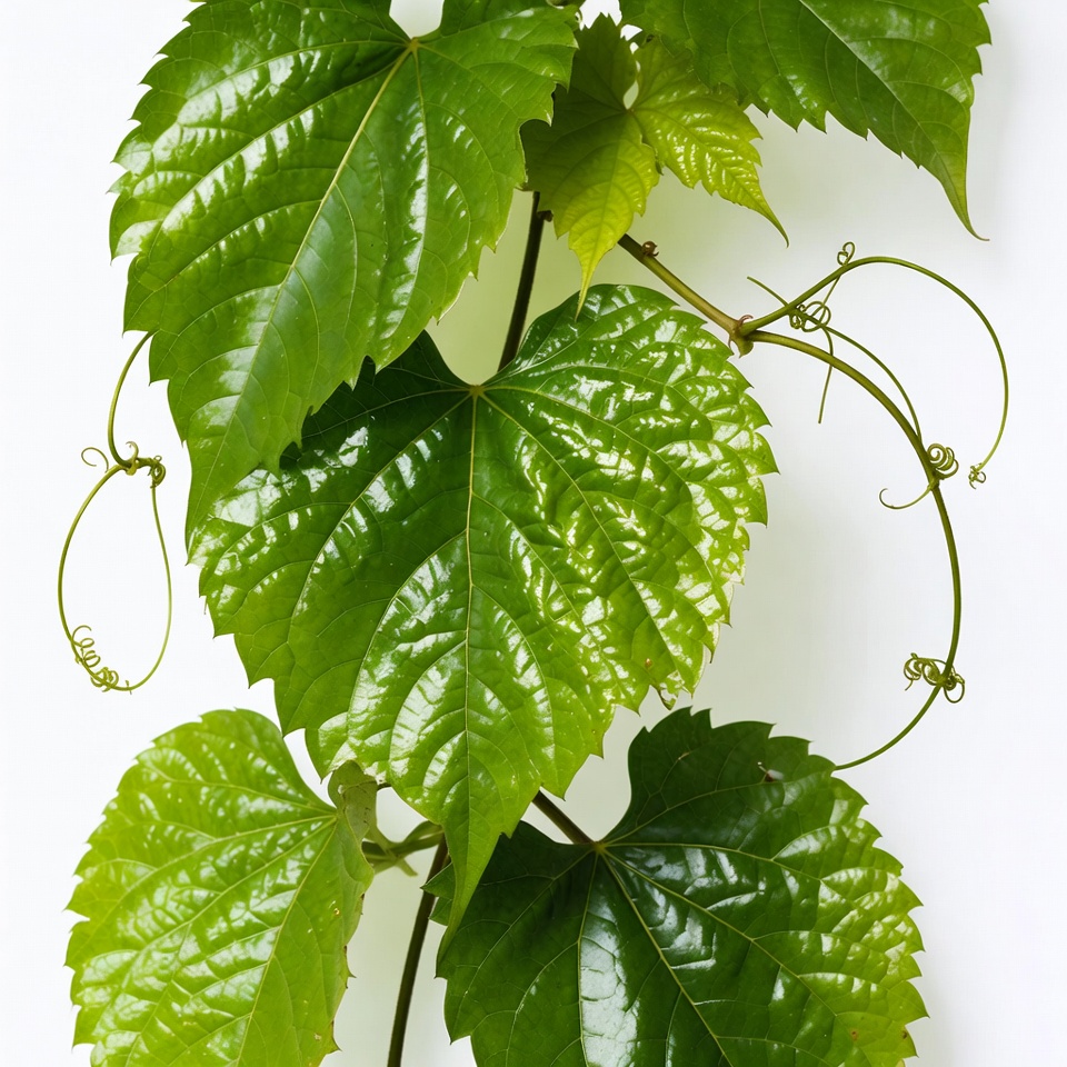 Green grapevine leaves with tendrils Green grapevine leaves with tendrils