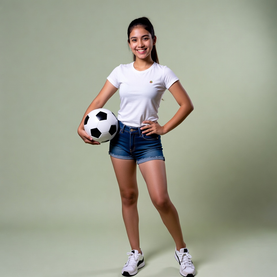 Girl holding soccer ball Girl holding soccer ball