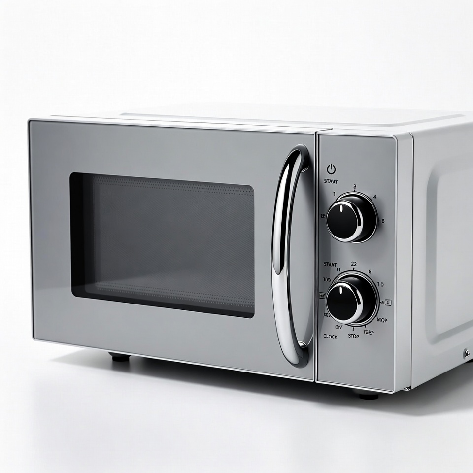 White Microwave Oven on White Background White Microwave Oven on White Background