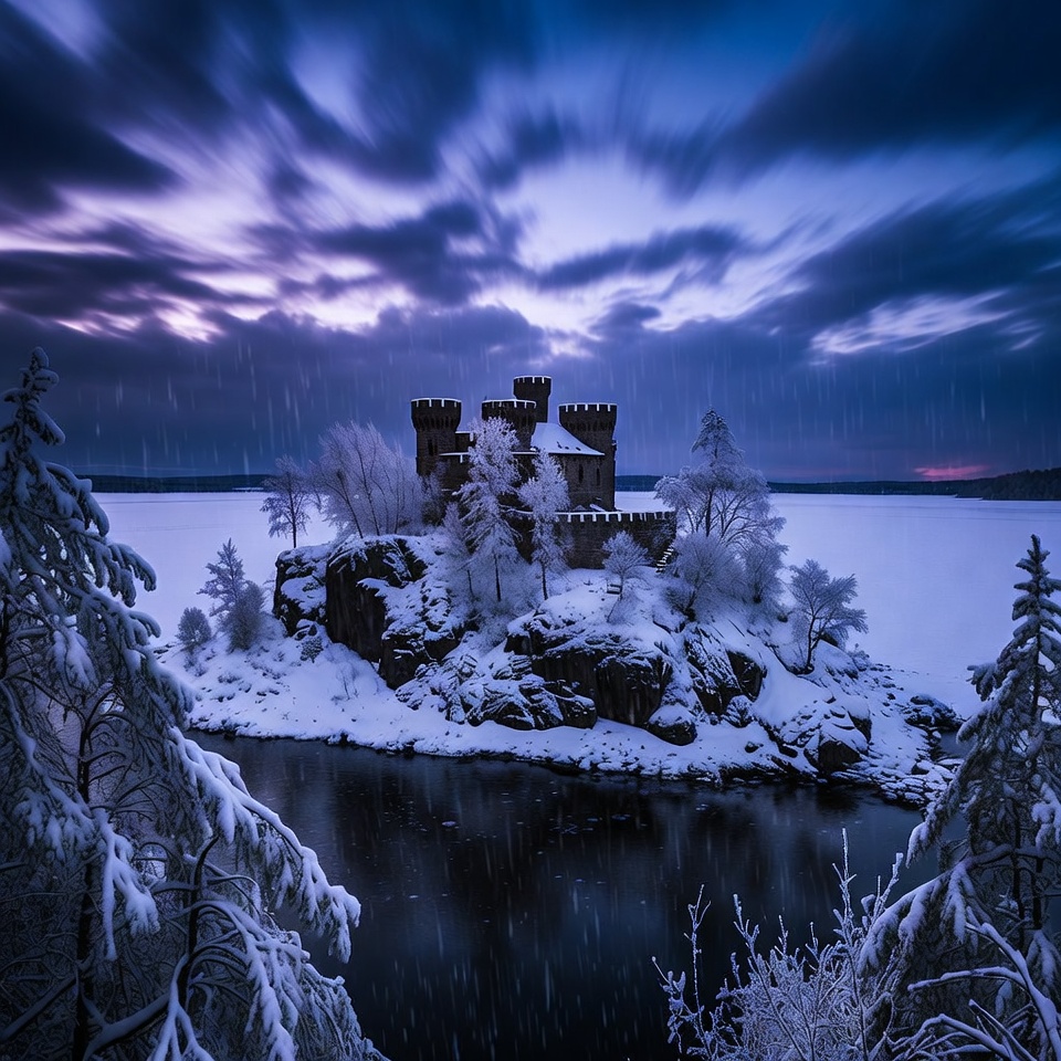 Snowy Castle on Island Lake Snowy Castle on Island Lake