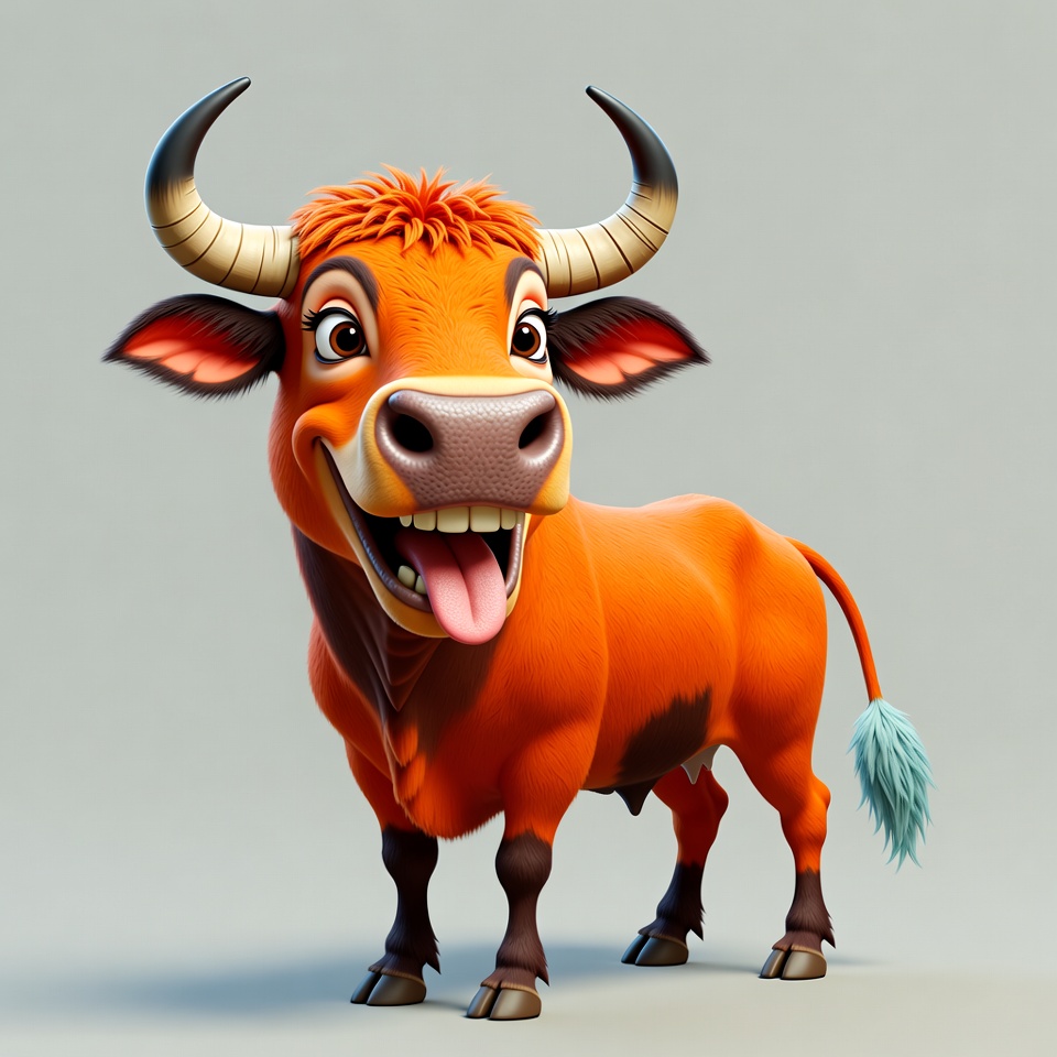 Cartoon Orange Bull Smiling Cartoon Orange Bull Smiling