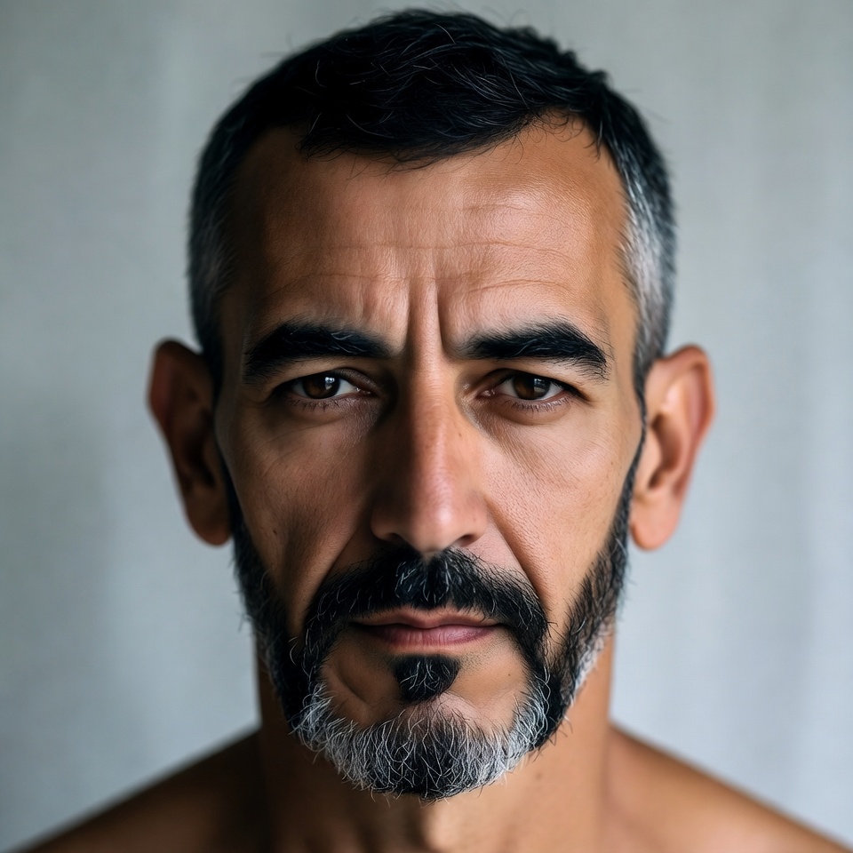 Middle-aged man with salt and pepper beard Middle-aged man with salt and pepper beard