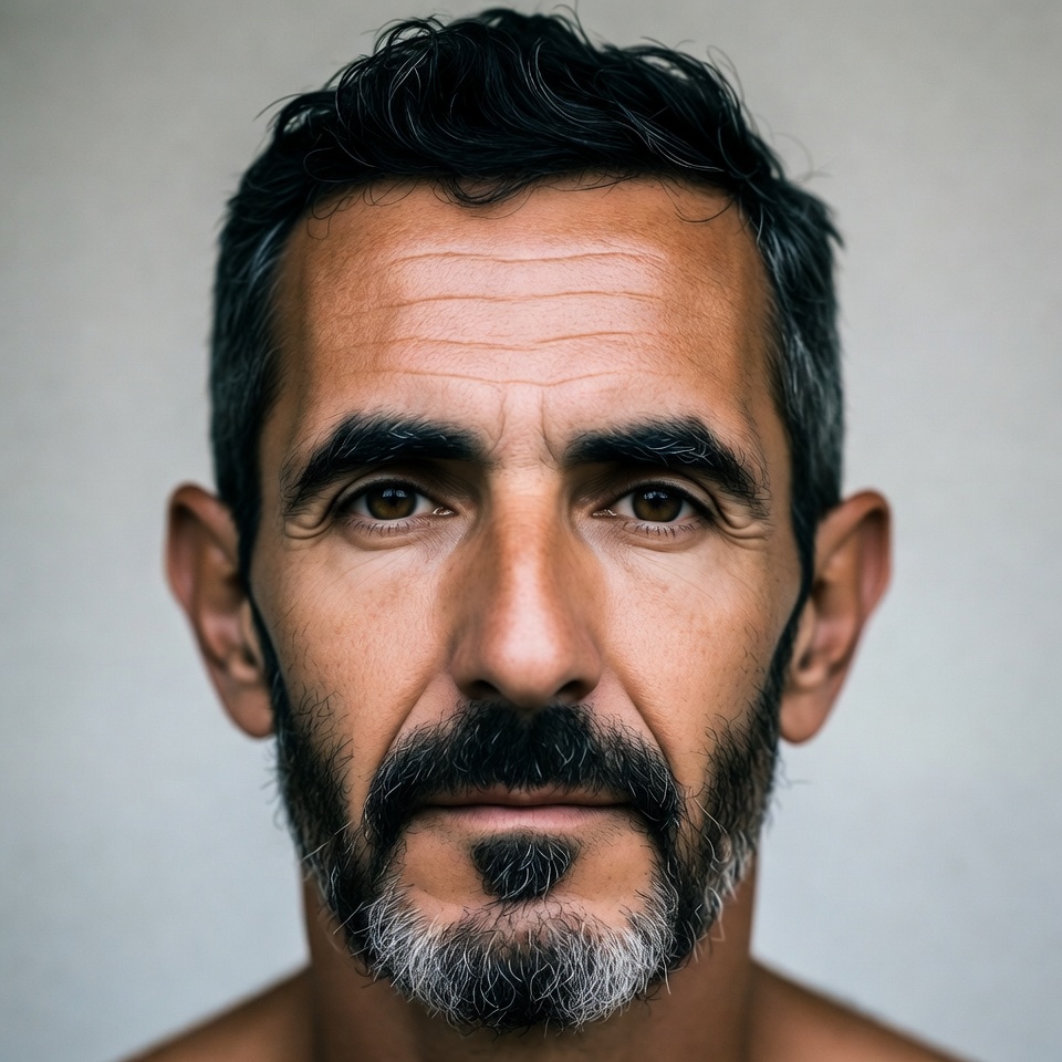 Middle-aged man with salt and pepper beard Middle-aged man with salt and pepper beard