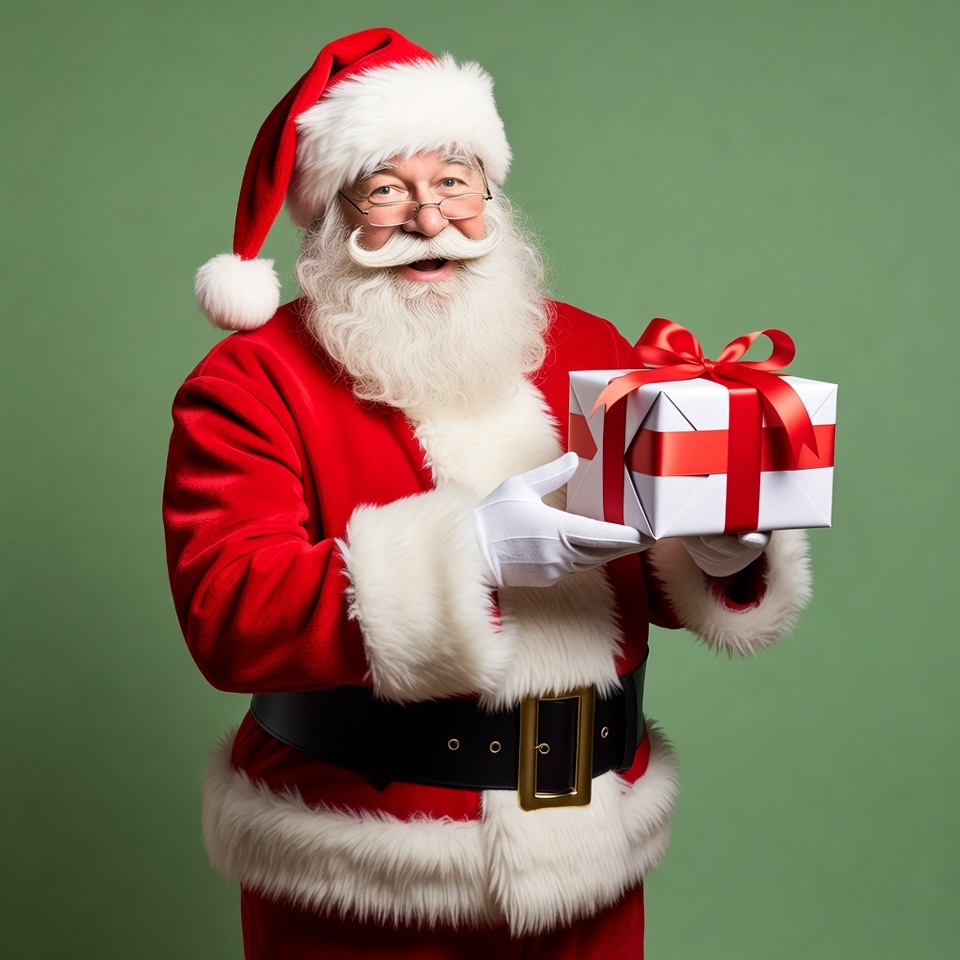 Santa Claus holding Christmas gift Santa Claus holding Christmas gift
