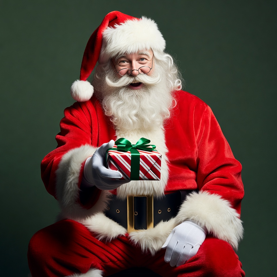 Santa Claus holding Christmas gift Santa Claus holding Christmas gift