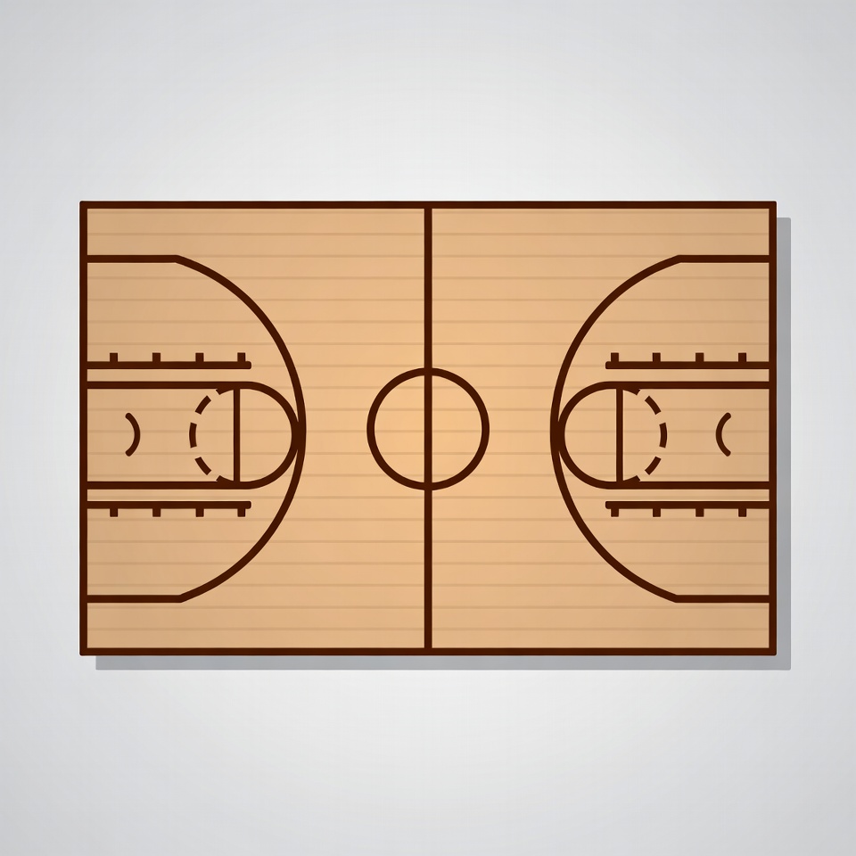 Basketball Court Outline Illustration Basketball Court Outline Illustration
