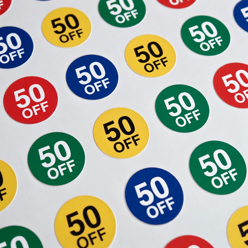 Colorful 50% Off Sale Stickers Colorful 50% Off Sale Stickers