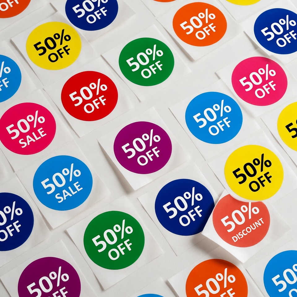 Colorful 50% Off Discount Stickers Colorful 50% Off Discount Stickers