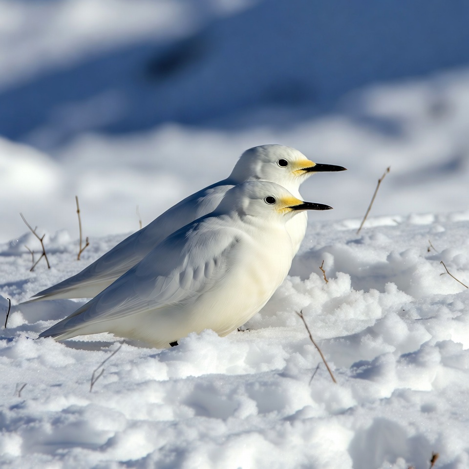 Two Snowy Plovers on Snow Two Snowy Plovers on Snow