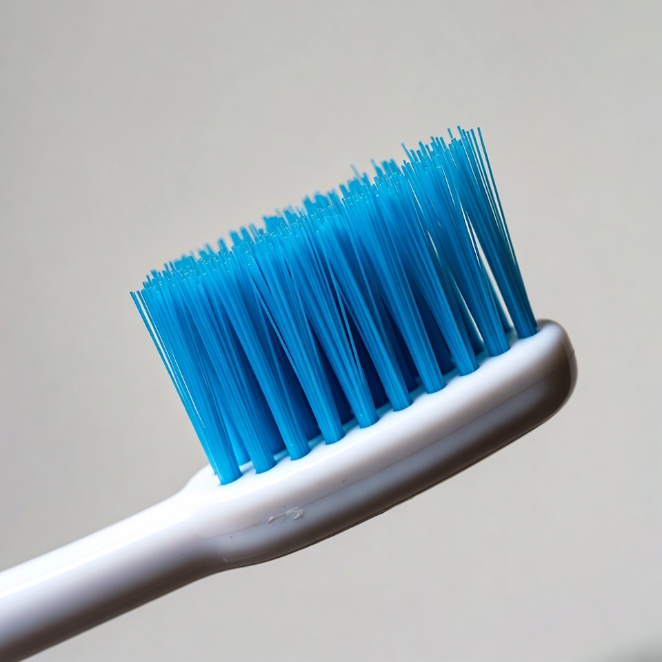 Blue Bristle Toothbrush on White Handle Blue Bristle Toothbrush on White Handle