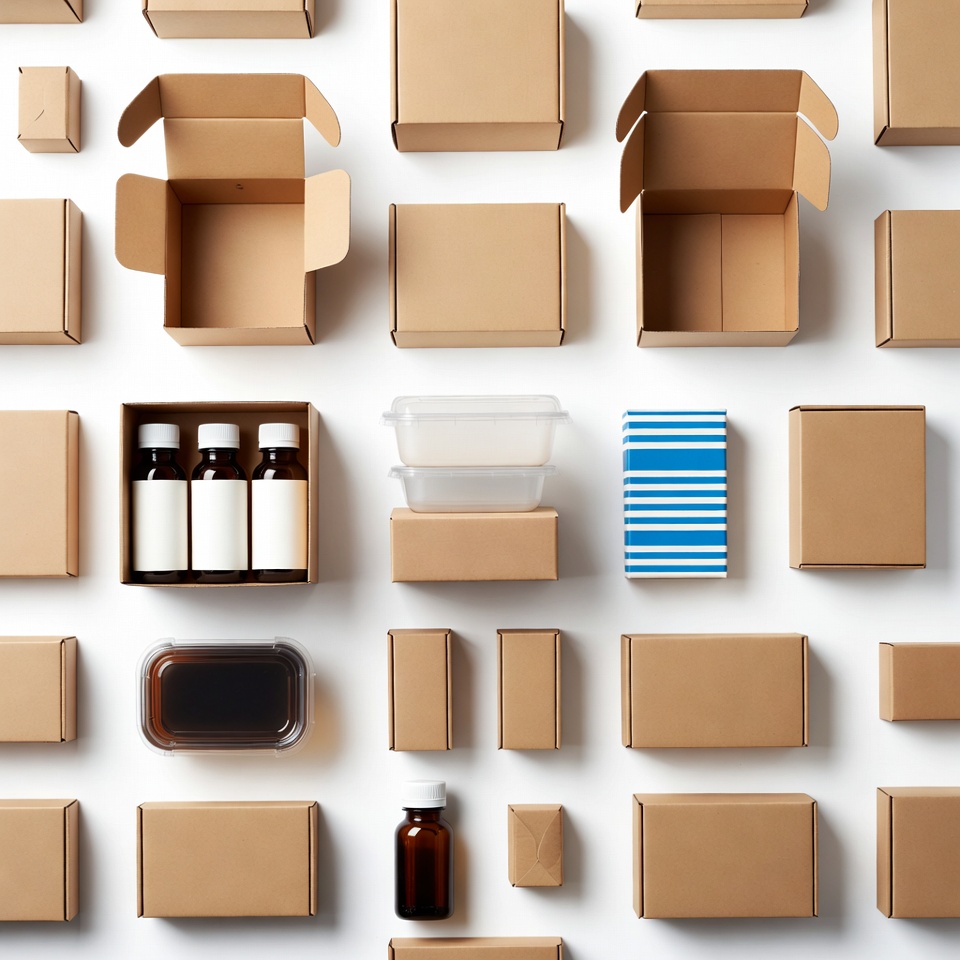 Assortment of Cardboard Boxes and Packaging Assortment of Cardboard Boxes and Packaging
