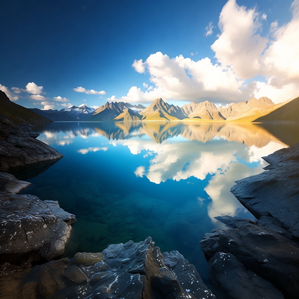Mountain Lake with Reflections Mountain Lake with Reflections