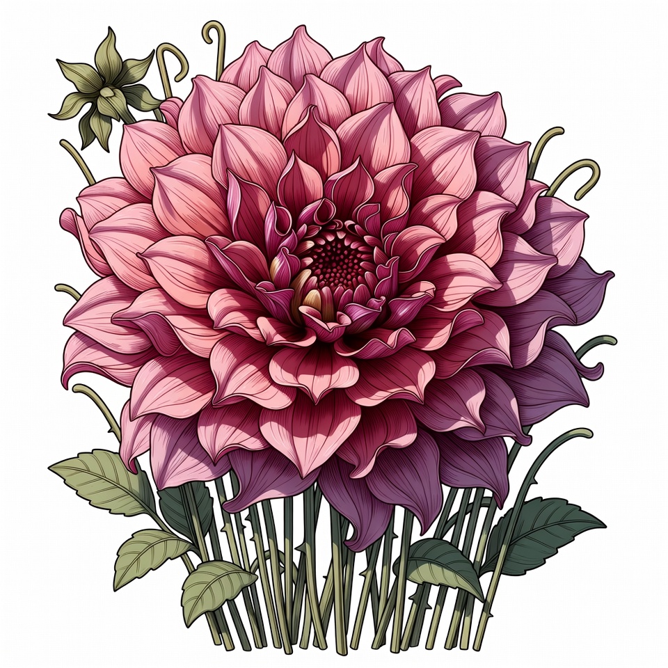 Pink Dahlia Flower Illustration Pink Dahlia Flower Illustration