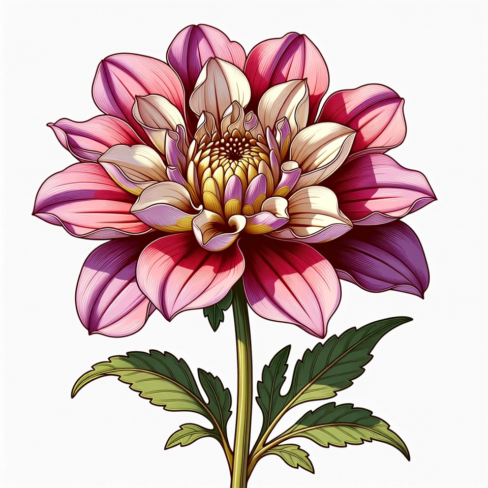 Pink Dahlia Flower Illustration Pink Dahlia Flower Illustration