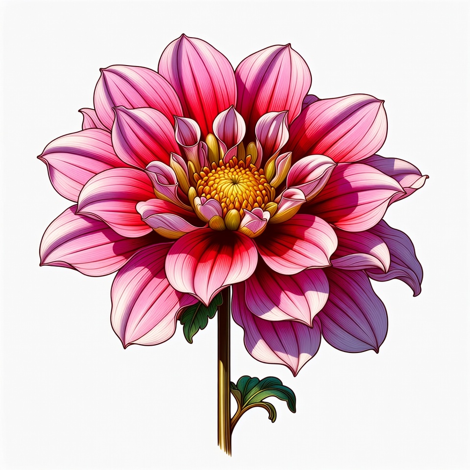 Pink Dahlia Flower Illustration Pink Dahlia Flower Illustration