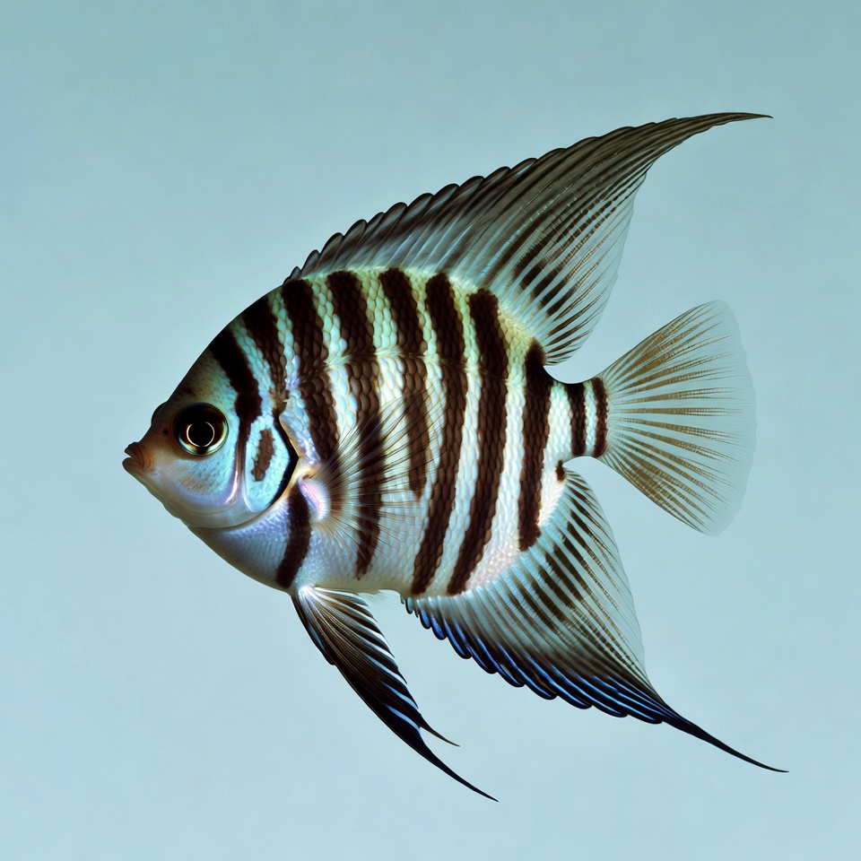 Striped Angelfish on Blue Background Striped Angelfish on Blue Background