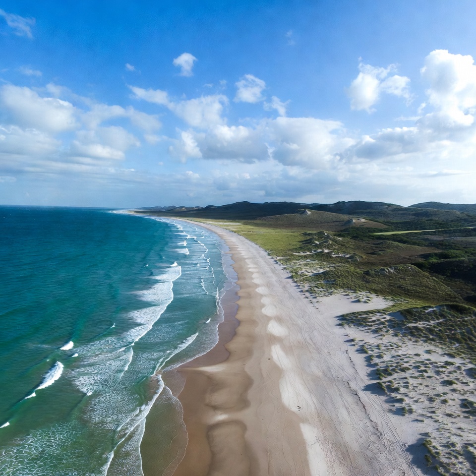 Aerial View of Sandy Beach and Ocean Aerial View of Sandy Beach and Ocean