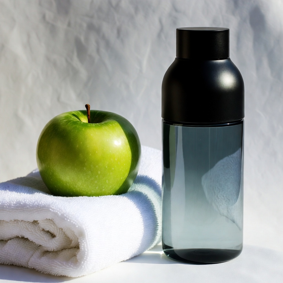 Green Apple with Black Water Bottle Green Apple with Black Water Bottle