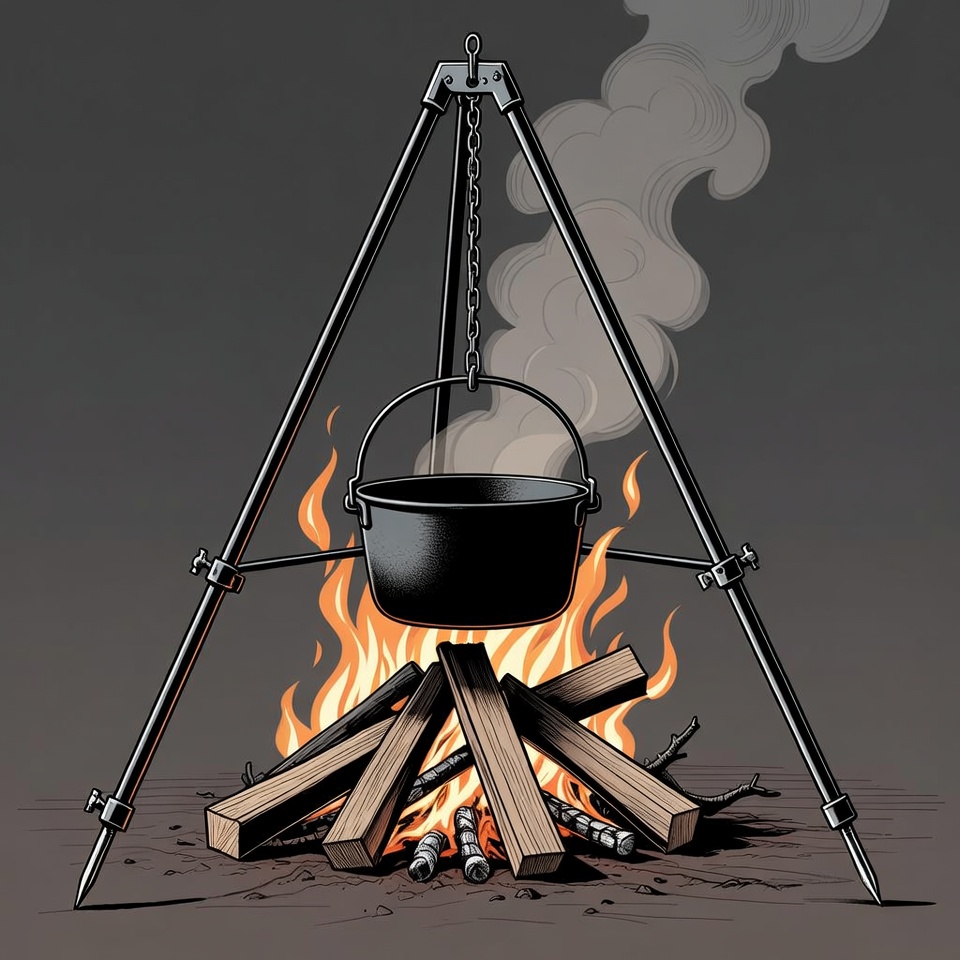 Campfire Pot Over Flames Campfire Pot Over Flames