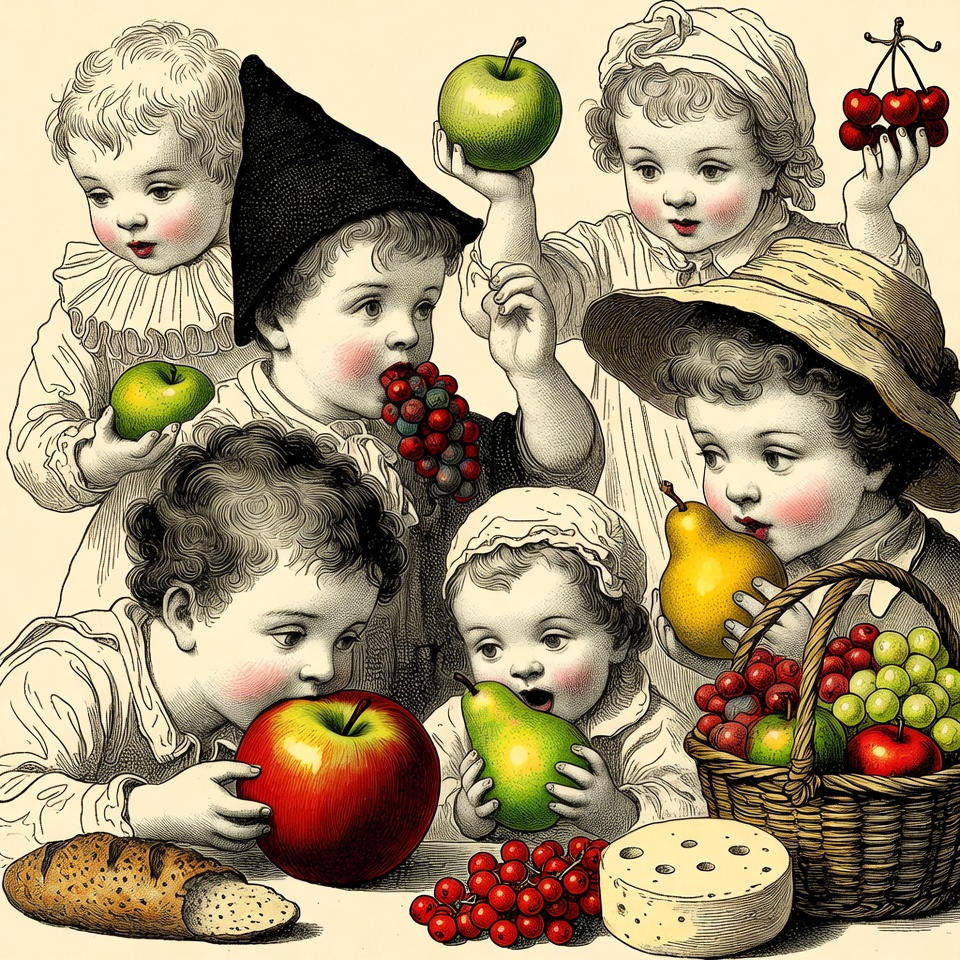 Victorian Children Eating Fruits Victorian Children Eating Fruits