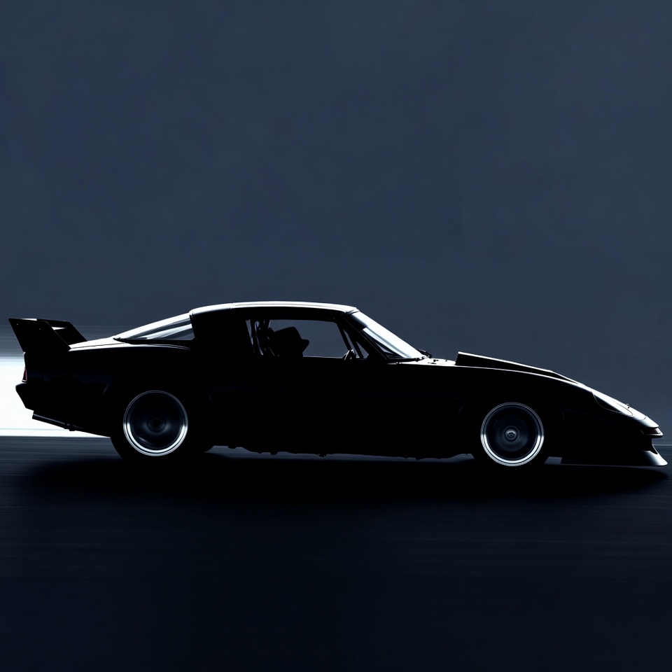 Black Silhouette Sports Car Speeding Black Silhouette Sports Car Speeding