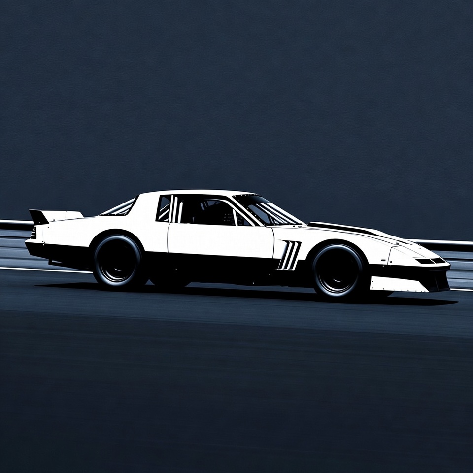 White Blackout Corvette Racing on Track White Blackout Corvette Racing on Track