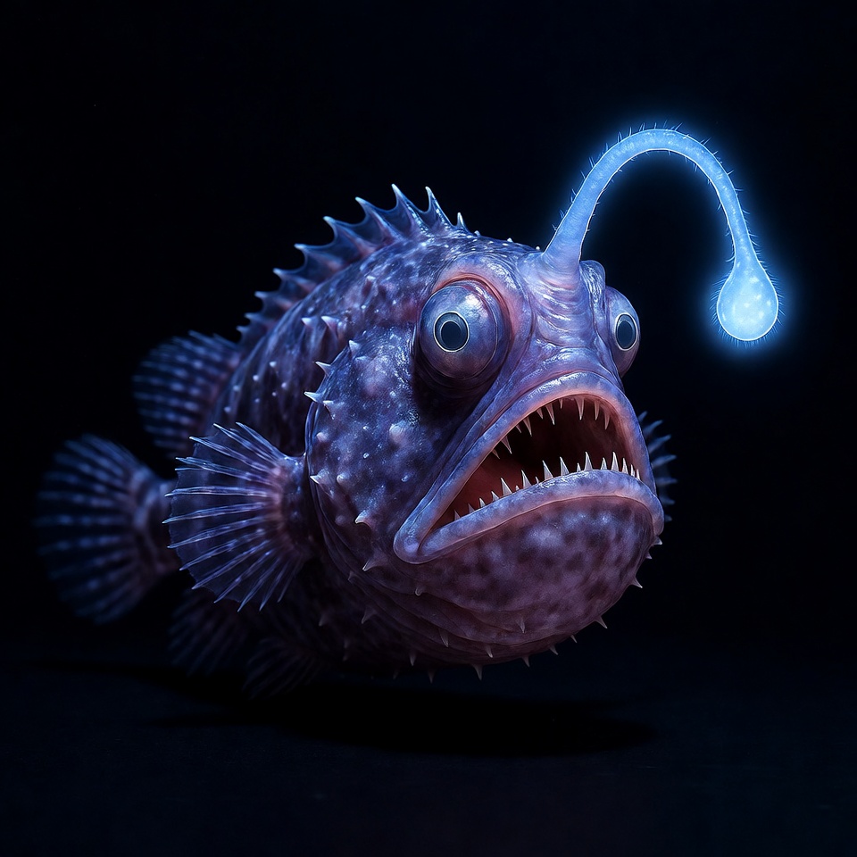 Anglerfish with glowing lure Anglerfish with glowing lure