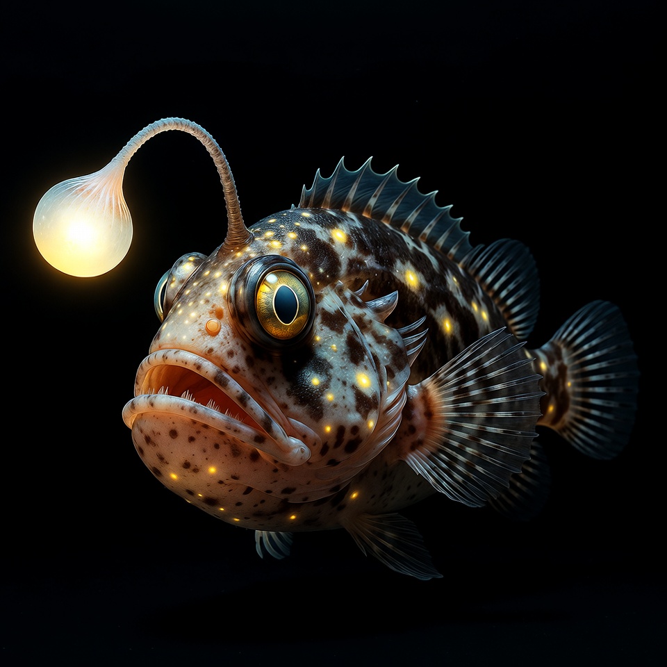Anglerfish with glowing lure Anglerfish with glowing lure