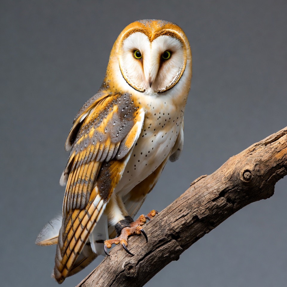 Barn Owl Perched on Branch Barn Owl Perched on Branch