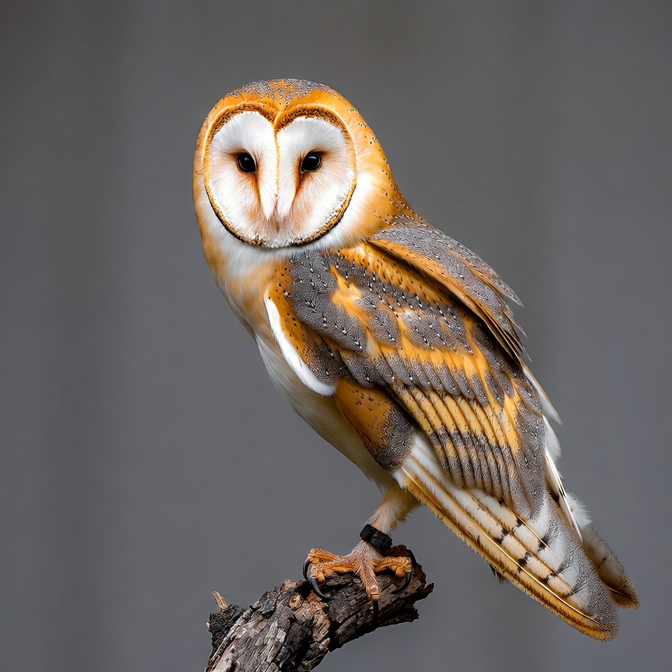 Barn Owl Perched on Branch Barn Owl Perched on Branch