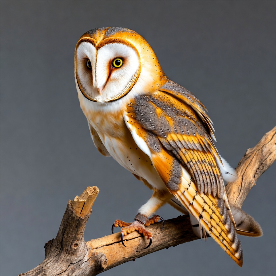 Barn Owl Perched on Branch Barn Owl Perched on Branch