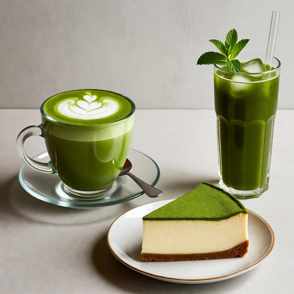 Matcha Latte Cheesecake Mint Drink Matcha Latte Cheesecake Mint Drink