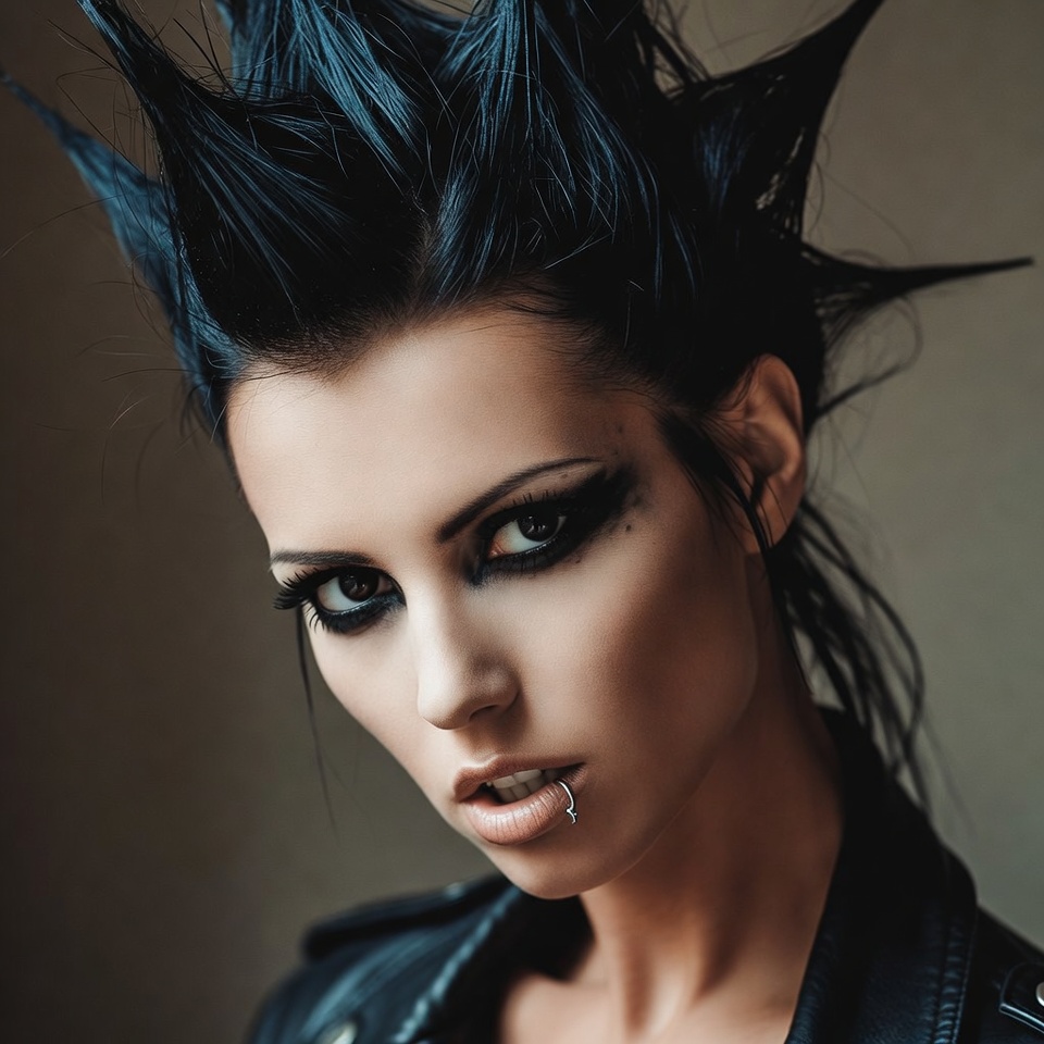 Woman with punk mohawk hairstyle Woman with punk mohawk hairstyle
