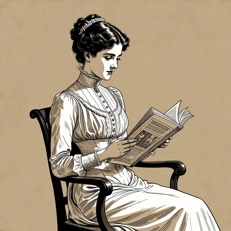 Victorian woman reading book Victorian woman reading book