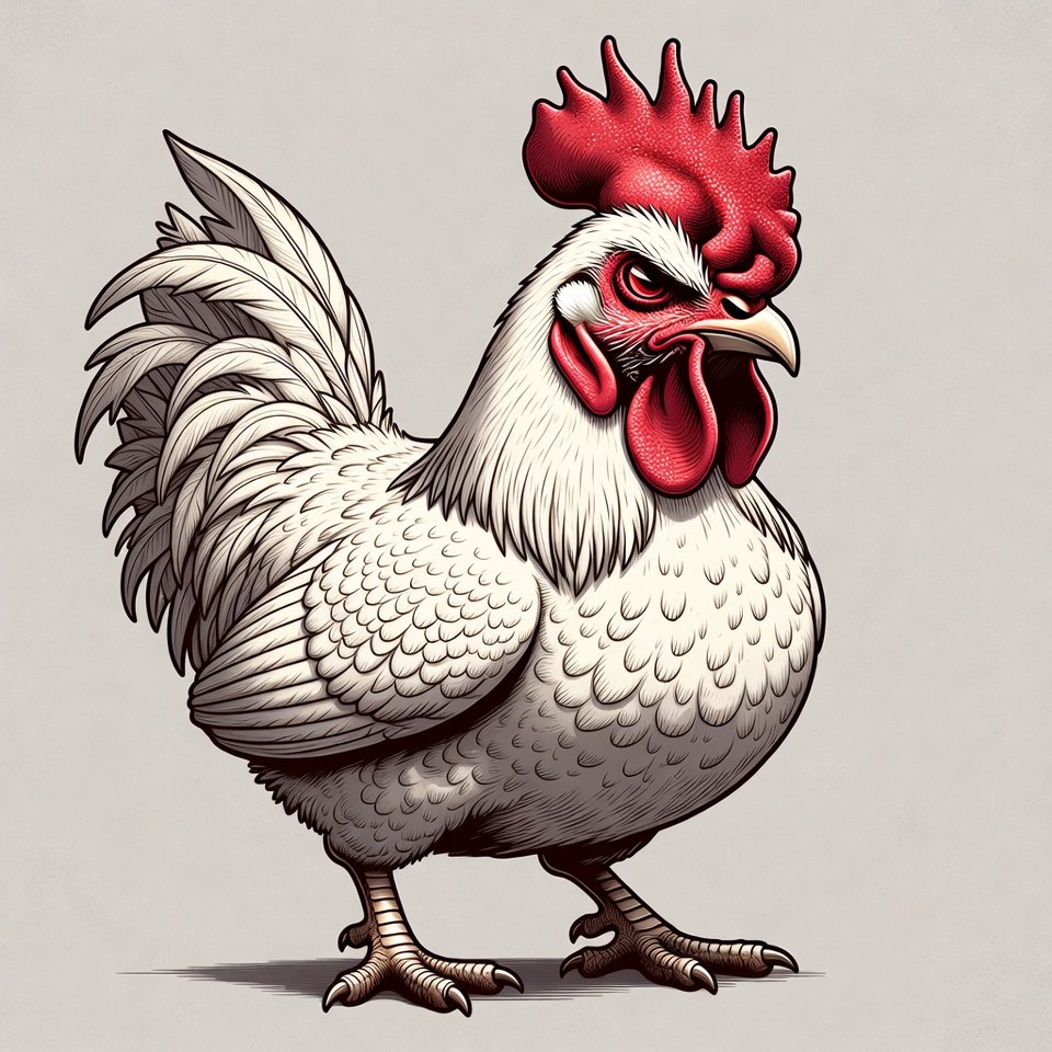 Angry white rooster illustration Angry white rooster illustration