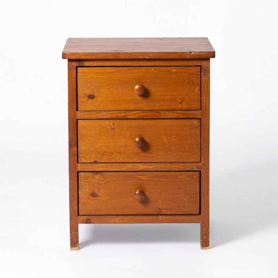 Wooden three-drawer nightstand Wooden three-drawer nightstand