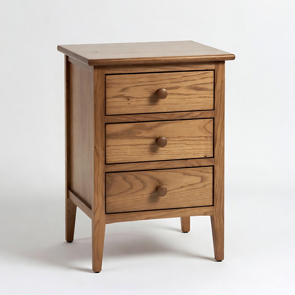 Wooden Three-Drawer Nightstand Wooden Three-Drawer Nightstand