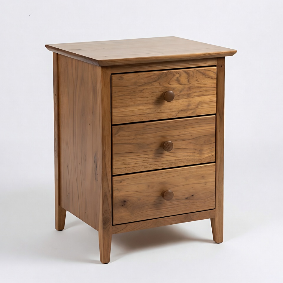 Wooden Nightstand with Three Drawers Wooden Nightstand with Three Drawers