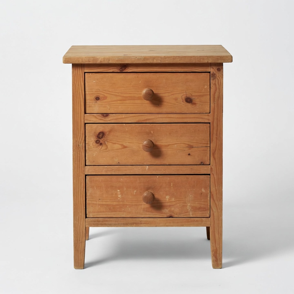 Wooden Three-Drawer Nightstand Wooden Three-Drawer Nightstand