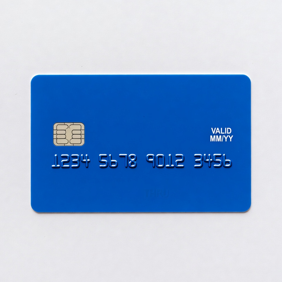 Blue credit card with chip Blue credit card with chip