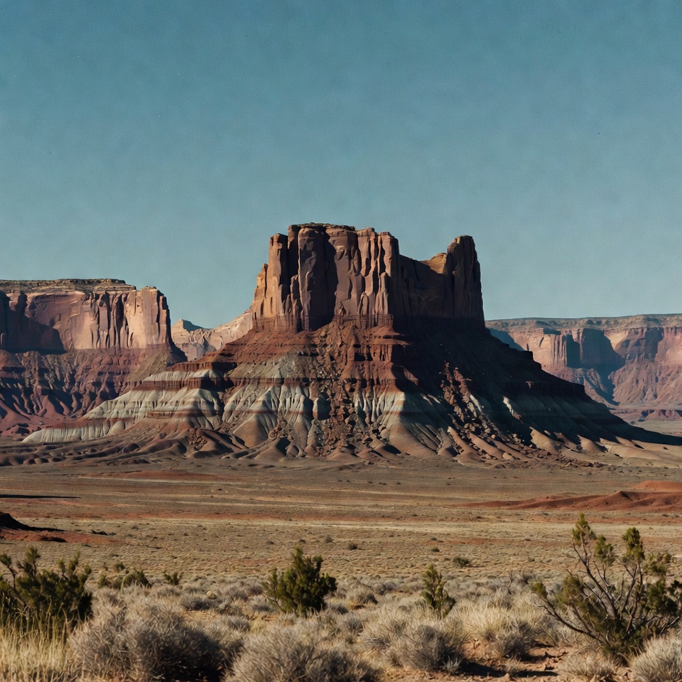 Towering Red Rock Formation in Desert Towering Red Rock Formation in Desert