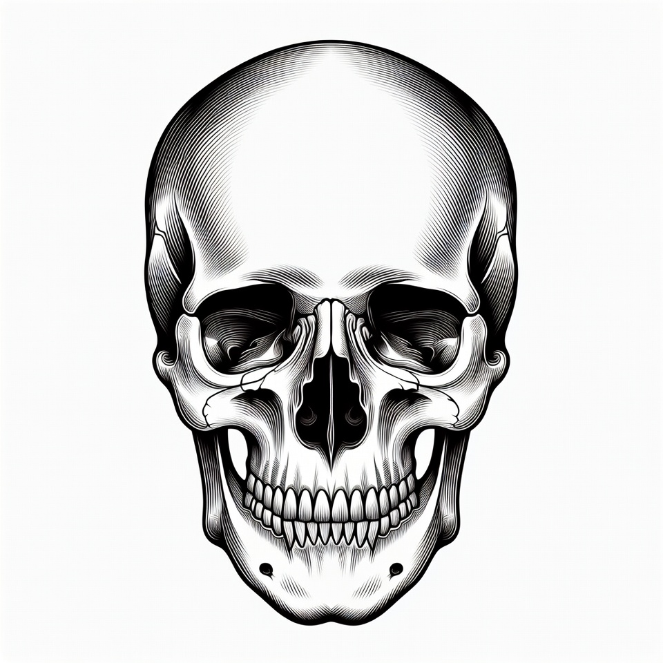 Black and white skull illustration Black and white skull illustration