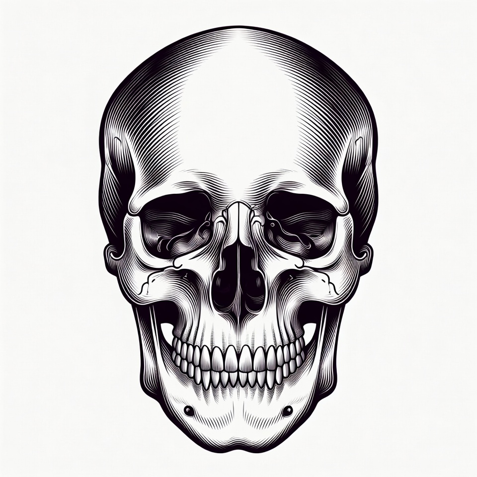 Black and White Skull Illustration Black and White Skull Illustration