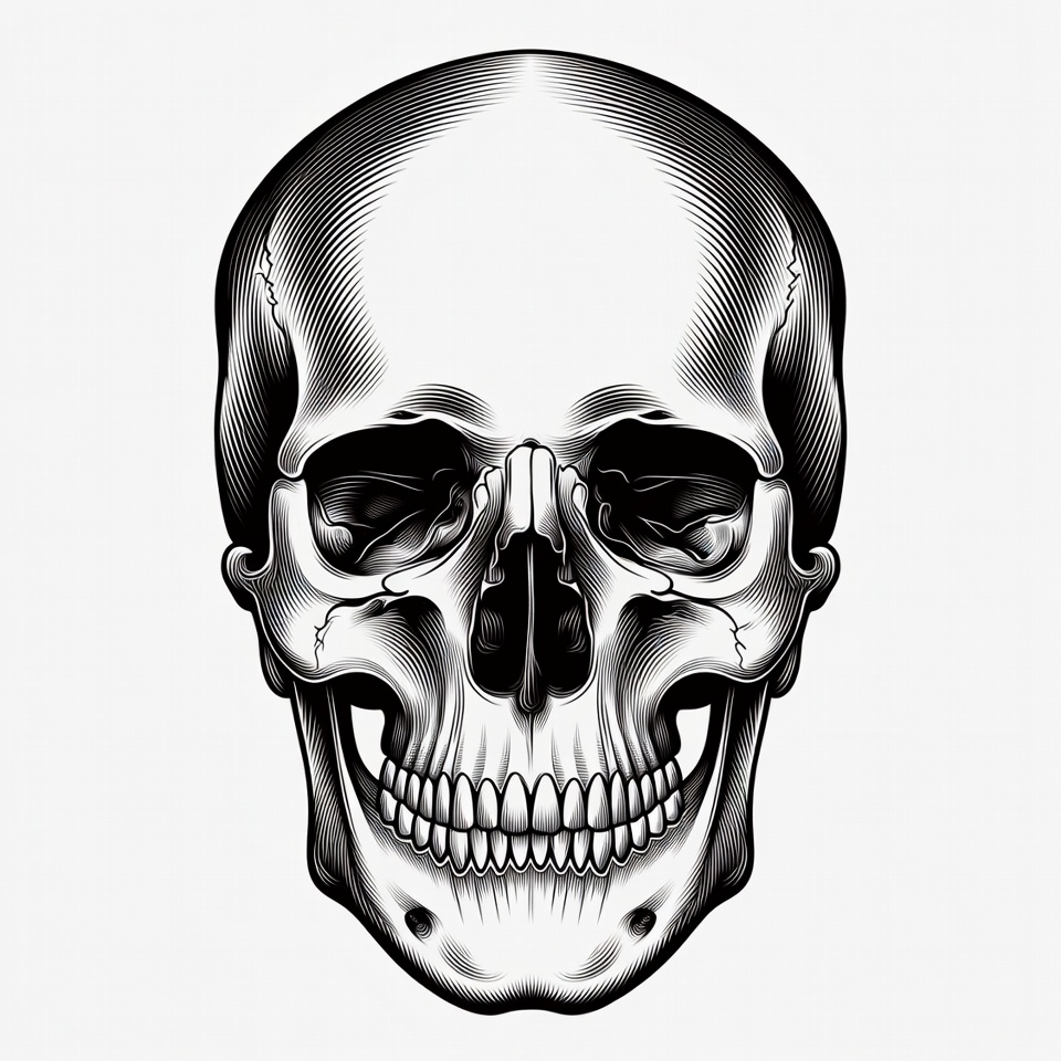 Black and White Skull Illustration Black and White Skull Illustration