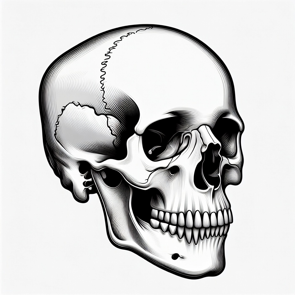 Black and white skull illustration Black and white skull illustration