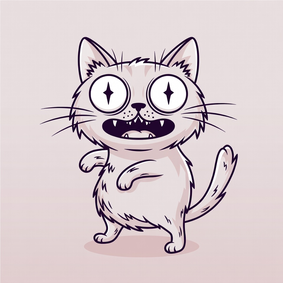 Cartoon cat with crazy wide eyes Cartoon cat with crazy wide eyes