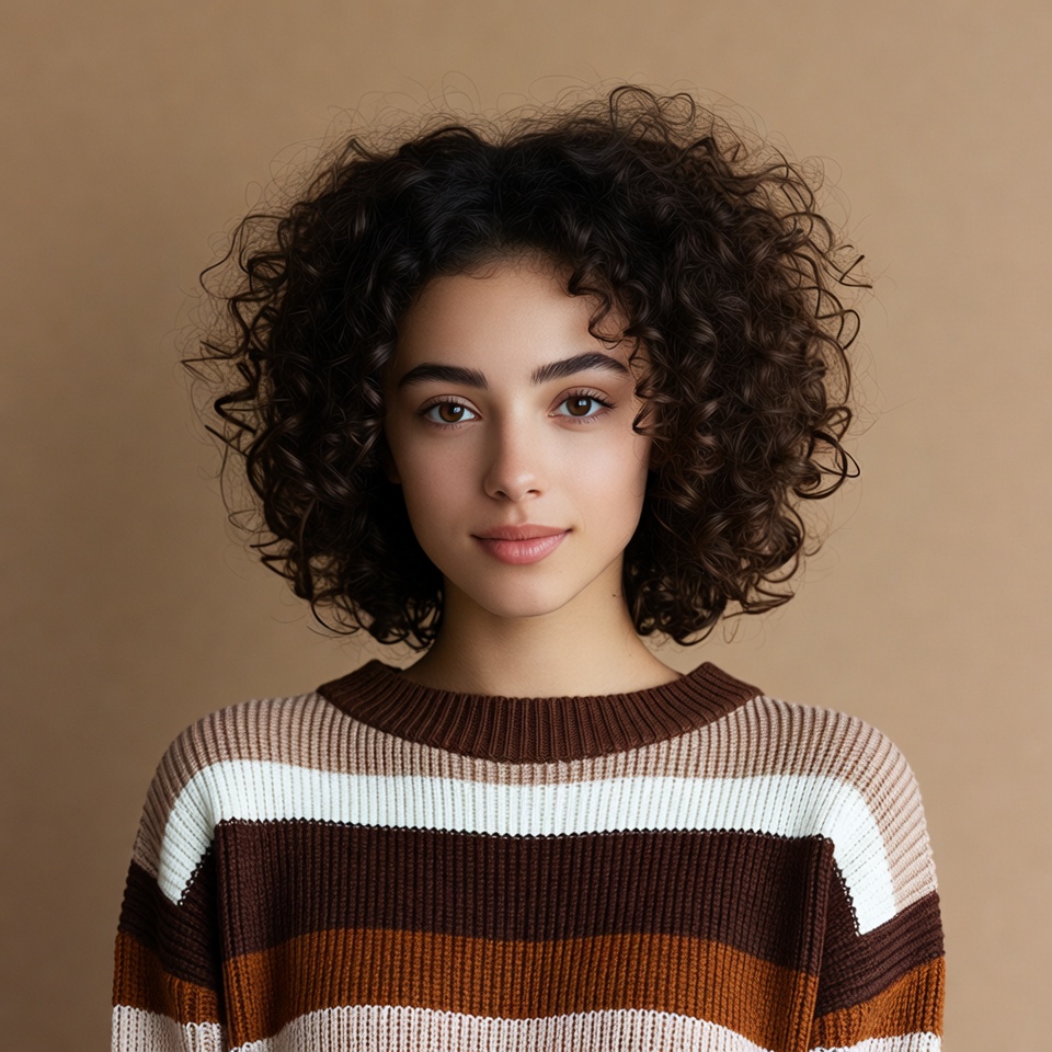 Young woman with curly hair Young woman with curly hair