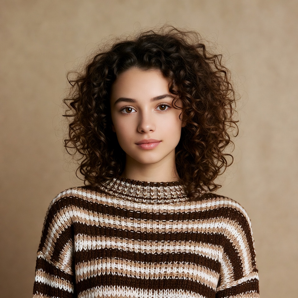 Young woman with curly hair Young woman with curly hair
